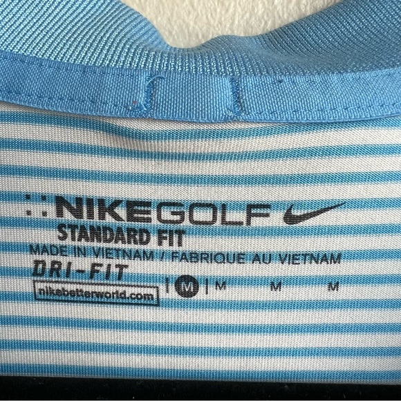Nike Golf Blue Striped Polo, Size Medium - Picture 2 of 5